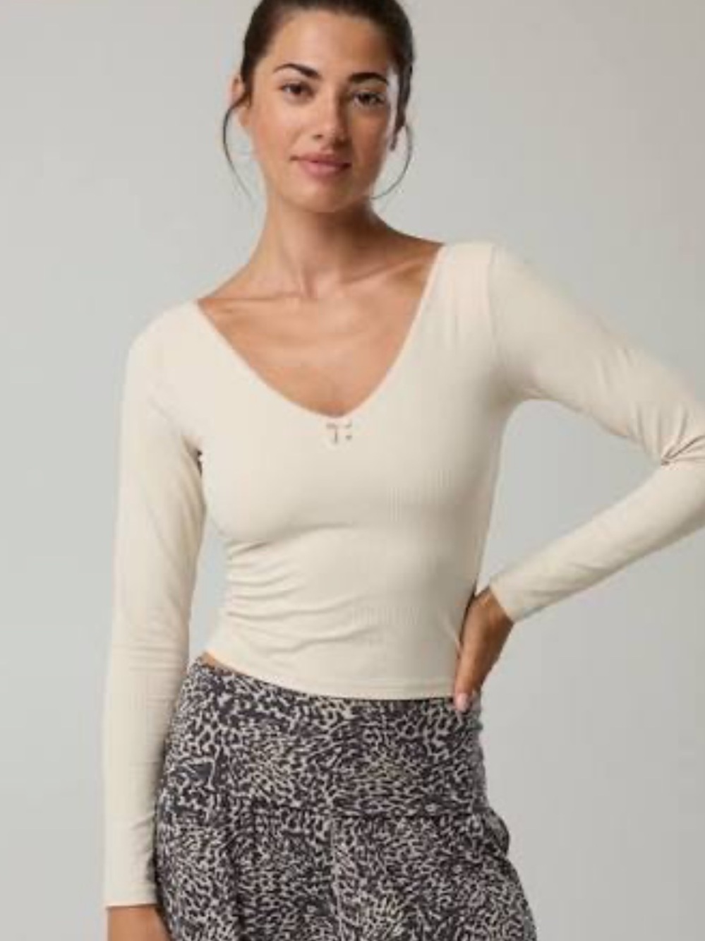 NWT AERIE RIB OPEN VNECK LONGSLEEVE